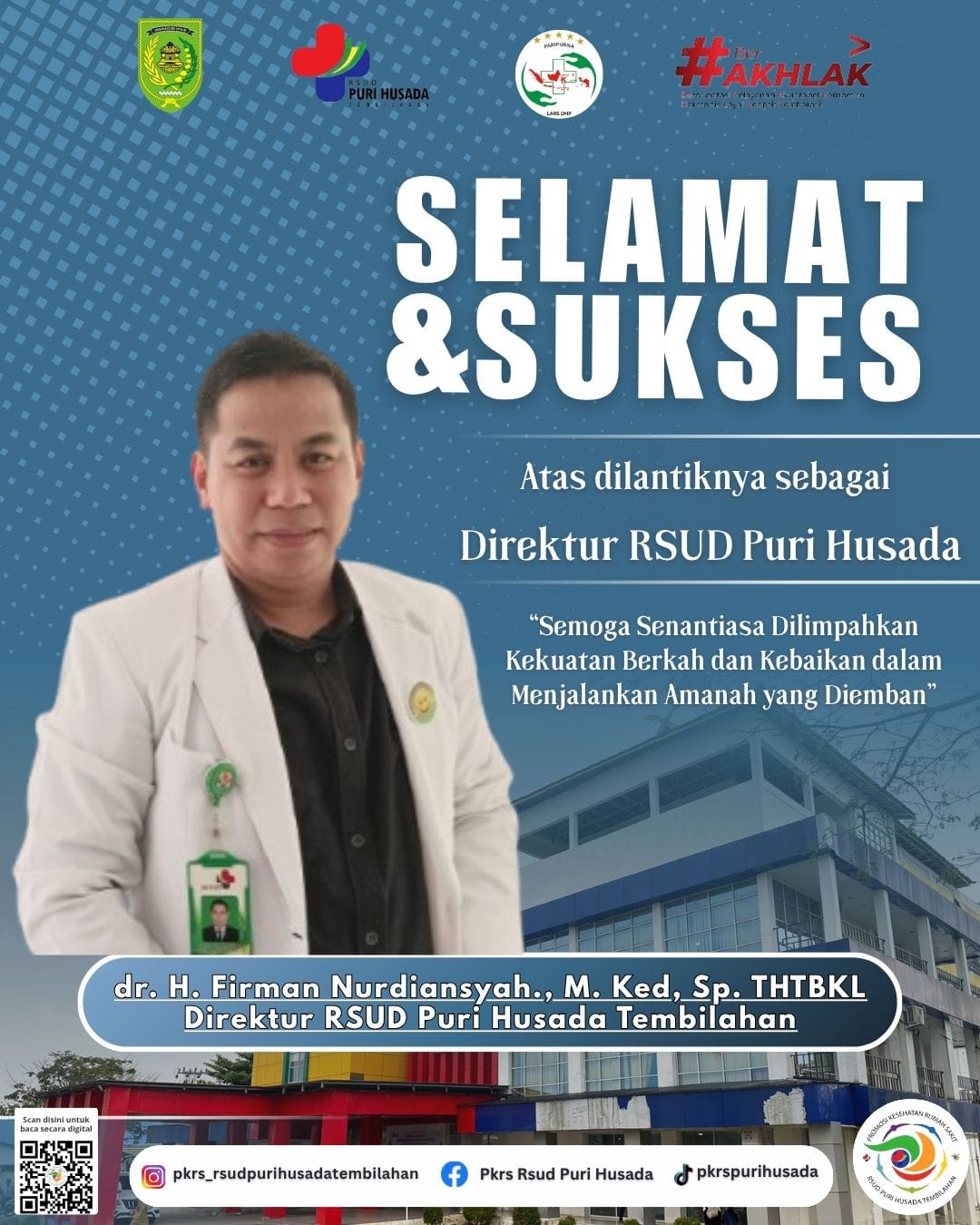 Selamat Atas Pelantikan Direktur UPTD. RSUD Puri Husada Tembilahan